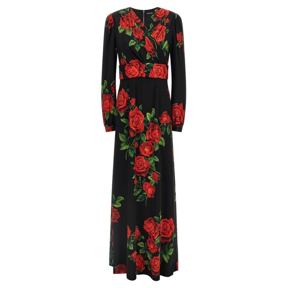 Dolce & Gabbana Red Silk Long Women's Dress